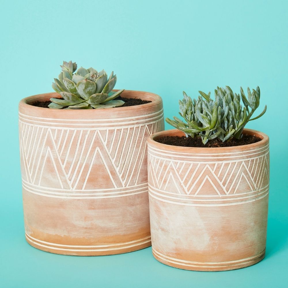 Cylindrical Terracotta Pot Set